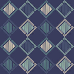 Mosaic with geometric shapes. Seamless pattern. Design with manual hatching. Textile. Ethnic boho ornament. Vector illustration for web design or print.