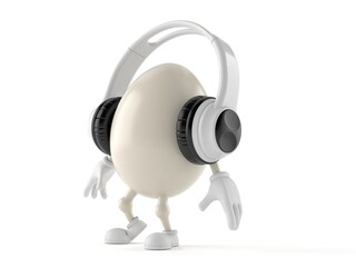 Egg character with headphones