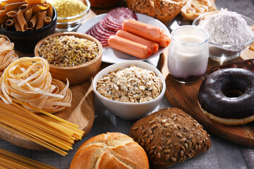 Composition with variety of food products containing gluten