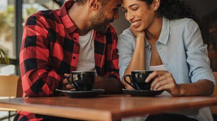 Couple in love in a coffee shop