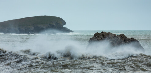 Big Waves, Cantabrian Sea, Islares, Castro Urdiales Municipality, Cantabria, Spain, Europe