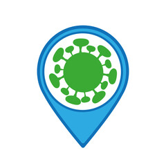corona virus location map pointer, vector illustration .eps
