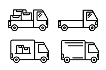 Truck Delivery icon set vector shipping symbols, logistic isolated on white background.