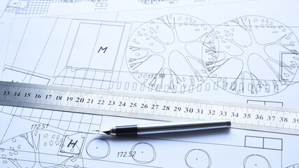 Landscape architect project development. Landscape design or architecture planning. Landscape or...