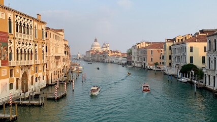 View of Canal Grande from Accademia Bridge, Venice, Italy.