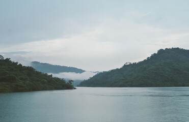 lake and mountains, landscape in Thailand - 396081988