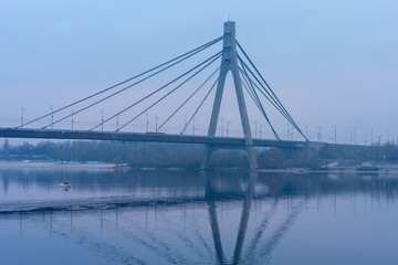 suspension bridge over river