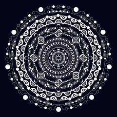 Vector colorful mandala. Abstract object on blue background. Decorative element