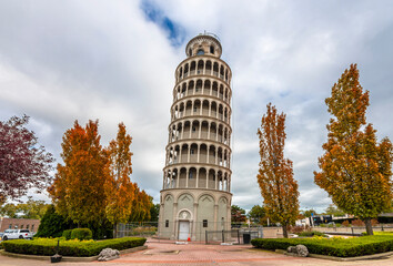 Leaning Tower view in Niles Town in Illinois