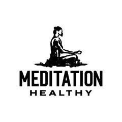Man do meditation concept with inking art style vector