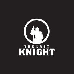 logo of Knight surrender with holding a saber in his hand