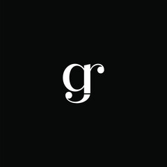 Fototapeta G R letter logo creative design on black color background.gr monogram obraz