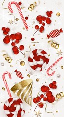 New Year 2021 and Christmas banner. Flat lay design with christmas decoration on a white background.Top view.vector.