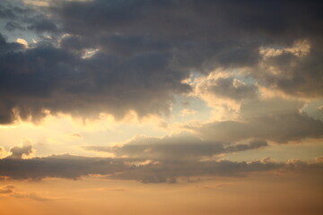 evening sky over the ocean overcast with thunderclouds sunset