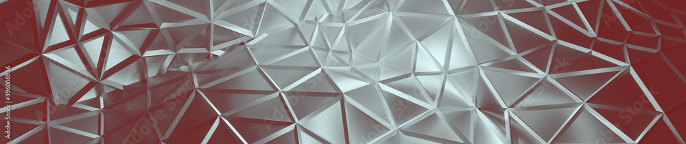 Poster abstract red and grey triangular background with geometrical wire frame suitable for web banner or c