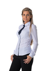 Business woman portrait on white