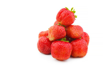 Close up, top view. background from freshly harvested strawberries, directly above. group of fresh strawberries closeup