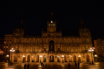 Fototapeta na wymiar cathedral of maria pita at night
