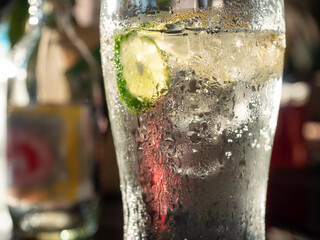 Cold glass of soda water