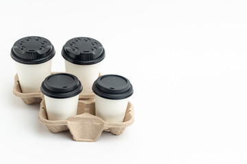 Coffee delivery concept, hot coffee to home or office