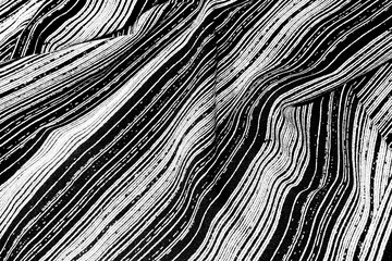 Black and white monochromatic textile, striped fabric with parallel dashed lines and pleats. Two-tone