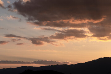 colorful of sky and beautiful mountain landscape.Morning sunrise time mountain scenery