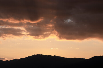 colorful of sky and beautiful mountain landscape.Morning sunrise time mountain scenery