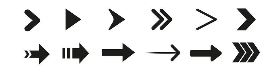 Set arrow icon. Collection different arrows sign. Black vector arrows.Modern simple arrows. Vector illustration.