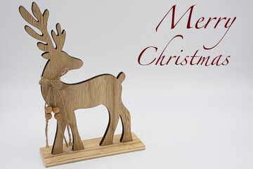 Wooden reindeer on a white background