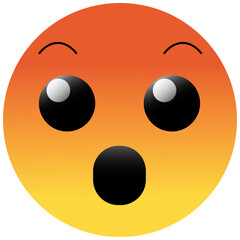 High quality emoticon isolated on white background. Emoji face with Open Mouth and open eyes. Angry shocked face. Surprised, wow emoticon. Popular chat elements. Trending emoticon.