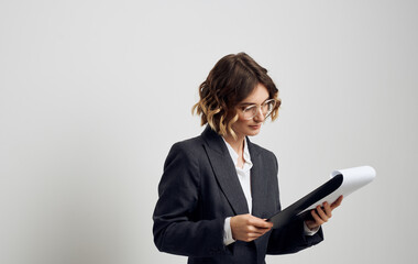 Naklejka premium business woman official formal suit documents Work