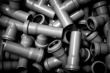 Fototapeta premium Plastic sewer fittings. The disposal of waste water. Can be used for background