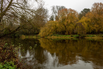 Fototapeta na wymiar Winter coming slowly Burton On Trent England ,visit park in sunday 