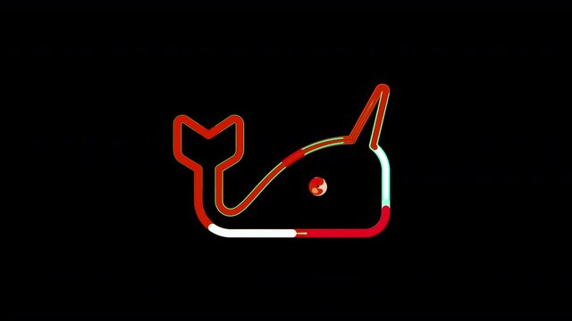 Circles gather in symbol narwhal. After it crumbles in a line and moves to the camera. Alpha channel black