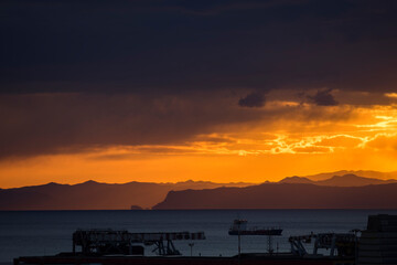 View from the port of Genoa, Italy.