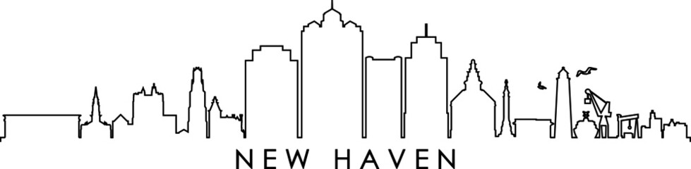 NEW HAVEN Connecticut  SKYLINE City Outline Silhouette
