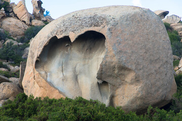 Heart-shaped rock near Notre Dame de la Serra and La Revellata, Calvi, Corsica, France