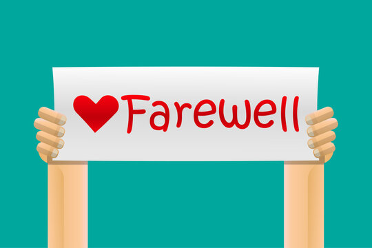 Hand holding farewell sign vector illustration.