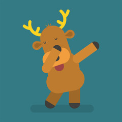 Reindeer shows dub movement. Vector character