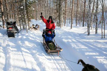 The sleigh with tourists