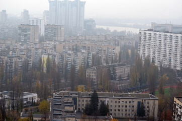Fototapeta na wymiar Residential area of Kiev (aerial image). Ukraine