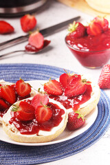 Wheat sandwiches with strawberry marmalade