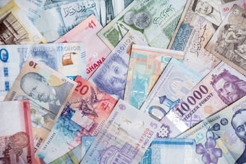 Paper money background of the different countries