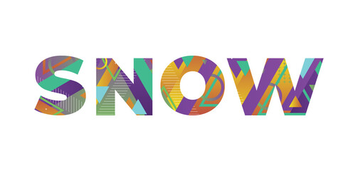 Snow Concept Retro Colorful Word Art Illustration