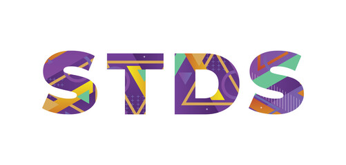 STDs Concept Retro Colorful Word Art Illustration