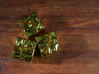 Christmas composition. Gifts, Christmas decorations, winter, new year concept and Christmas. Copy space