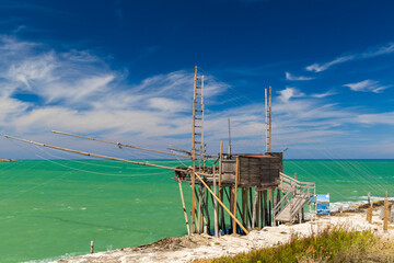 fishing towers near Vieste, NP Gargano, Foggia, Italy