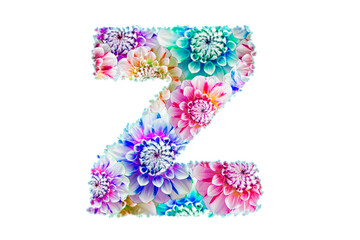 English letter Z of multi-colored flowers