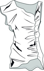 Flat sketch top clothing design for young girls.