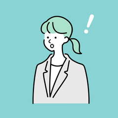 ひらめくスーツを着た女性